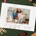 Carte De Vœux En Aluminium Modern ROSE Gold Winter Merry Christmas Photo<br><div class="desc">Modern ROSE Gold Winter Natural Merry Christmas Photo Foil Holiday Card
*real foil</div>