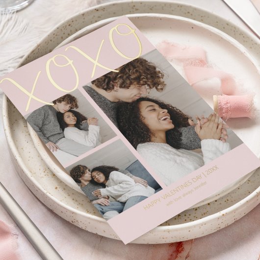 Carte De Vœux En Aluminium Modern Simple 3 Photo Valentines Day