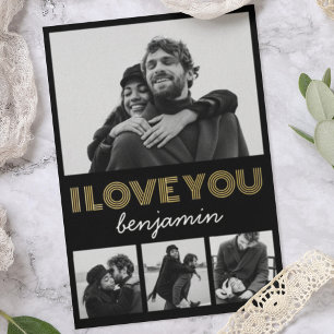 Carte De Vœux En Aluminium Modern Simple 4 Photo Valentines Day