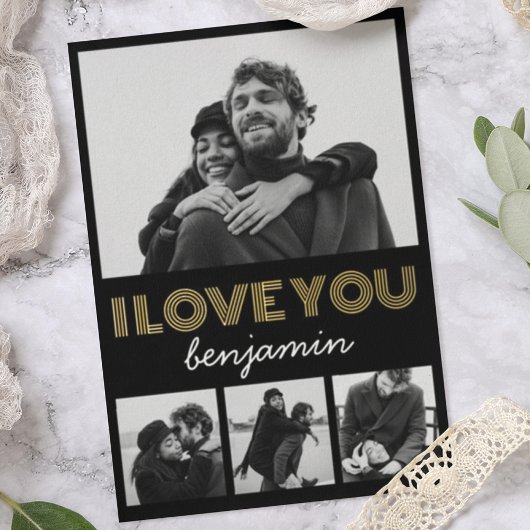 Carte De Vœux En Aluminium Modern Simple 4 Photo Valentines Day