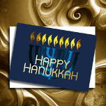Carte De Vœux En Aluminium Moderne Abstrait Menorah Blue<br><div class="desc">Moderne Abstrait Menorah Blue</div>