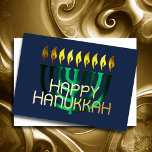 Carte De Vœux En Aluminium Moderne Abstrait Menorah Green<br><div class="desc">Moderne Abstrait Menorah Green</div>