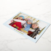 Carte De Vœux En Aluminium Moderne Bleu Glaçon Élégant Photo Plat Joyeux Noël (Rotation)