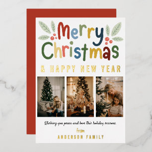 Carte De Vœux En Aluminium Moderne Cute coloré Joyeux Noël Photo de famille