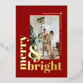 Carte De Vœux En Aluminium Moderne Elegant Joyeux et brillant Photo simple (Recto)