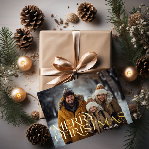 Carte De Vœux En Aluminium Moderne Élégant Joyeux Noël Minimal 1 Photo