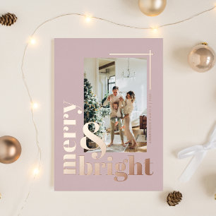 Carte De Vœux En Aluminium Moderne Joyeux et Lumineux Photo Rose Poussiéreuse