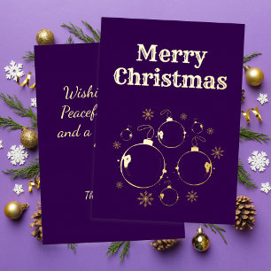 Carte De Vœux En Aluminium Moderne Joyeux Noël Gras Violet Or