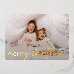 Carte De Vœux En Aluminium moderne joyeux noël Photo Or