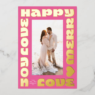 Carte De Vœux En Aluminium moderne lumineux coloré photo de Noël blush un