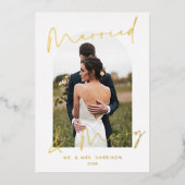 Carte De Vœux En Aluminium Moderne Mariée Joyeuse Photo de Script (Recto)