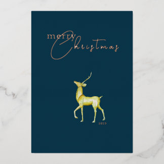 Carte De Vœux En Aluminium Moderne Minimaliste Joyeux Noël Renne en Or