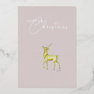 Carte De Vœux En Aluminium Moderne Minimaliste Joyeux Noël Renne Or