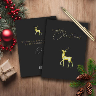 Carte De Vœux En Aluminium Moderne minimaliste Joyeux renne d'or de Noël