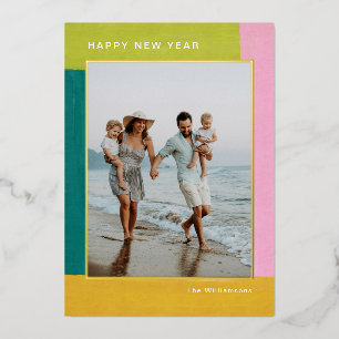 Carte De Vœux En Aluminium Moderne Photo de Famille Coloré et Lumineux pour l
