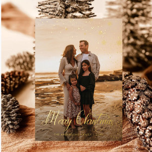 Carte De Vœux En Aluminium Moderne photo de famille pour Noël plaid Tartan