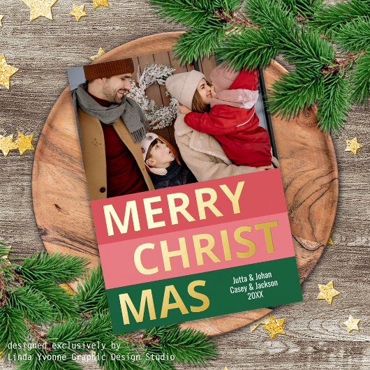 Carte De Vœux En Aluminium Moderne Retro Classy Gras Blocs Gras Or