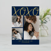 Carte De Vœux En Aluminium Moderne Simple 3 Photo Valentines Jour Foil Vacanc (Debout devant)