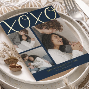 Carte De Vœux En Aluminium Moderne Simple 3 Photo Valentines Jour Foil Vacanc