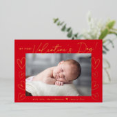 Carte De Vœux En Aluminium Mon premier script de la Saint Valentin Photo roug (Debout devant)