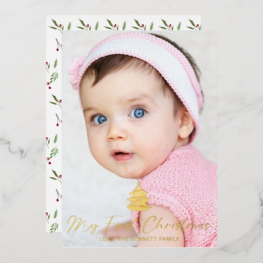 Carte De Vœux En Aluminium Mon premier script de Noël (Recto/Verso)