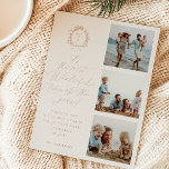 Carte De Vœux En Aluminium Monogramme Botanique Vintage Photo 3<br><div class="desc">c'est la période la plus merveilleuse de l'année !,  Cadre de monogramme botanique vintage,  carte de vacances à feuille d'aluminium à 3 photos. Caractéristiques,  fonds beige avec typographie élégante.</div>