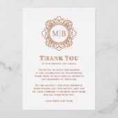 Carte De Vœux En Aluminium Monogramme floral orné Merci Mariage photo (Recto)