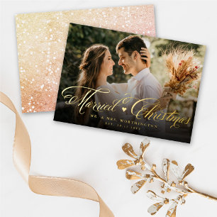 Carte De Vœux En Aluminium Monsieur et Madame Première photo de Noël de maria