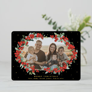 Carte De Vœux En Aluminium Mûre rouge + Photo de Noël à l'eucalyptus