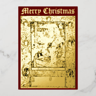 Carte De Vœux En Aluminium Nativité de Noël Art Nouveau vintage 1898