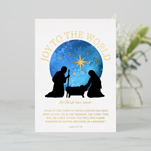 Carte De Vœux En Aluminium Nativité Écriture chrétienne Noël (Debout devant)