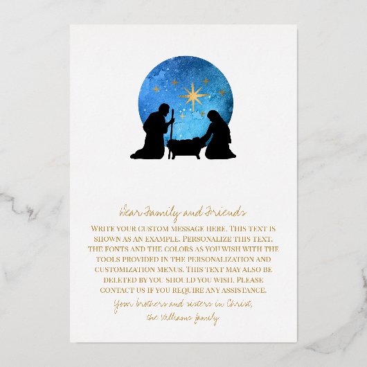 Carte De Vœux En Aluminium Nativité Écriture chrétienne Noël (Verso)