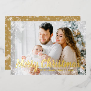 Carte De Vœux En Aluminium Neige dorée