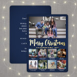 Carte De Vœux En Aluminium N'importe quel texte 9 Photo Collage Simple Marine<br><div class="desc">Envoyez des voeux élégants et partagez 9 de vos photos préférées avec un collage photo personnalisé carte de vacances bleu marine et feuille d'or. Tout le texte sur ce modèle est simple à customiser pour inclure n'importe quel libellé, comme Joyeux Noël, Joyeux Fêtes, Joyeuses Fêtes, Bonne Année, Soirée de voeux,...</div>