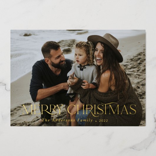 Carte De Vœux En Aluminium Noël 1 photo botanique floral foil fête (Recto)