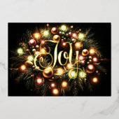 Carte De Vœux En Aluminium Noël À feuillage persistant Luminaire Wreath Joy (Recto)