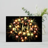 Carte De Vœux En Aluminium Noël À feuillage persistant Luminaire Wreath Joy (Debout devant)