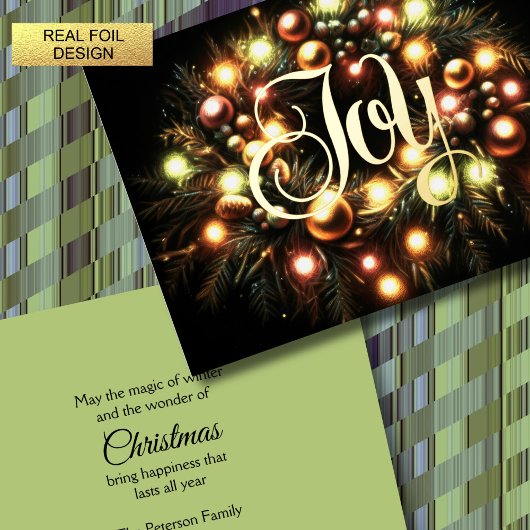 Carte De Vœux En Aluminium Noël À feuillage persistant Luminaire Wreath Joy