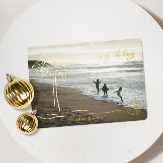 Carte De Vœux En Aluminium Noël à la plage - Joyeuses Fêtes
