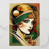 Carte De Vœux En Aluminium Noël Art déco femme (Recto)