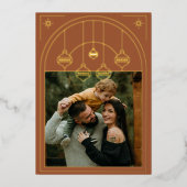 Carte De Vœux En Aluminium Noël Art Déco Ligne Art Terracotta Photo Or (Recto)