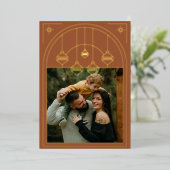 Carte De Vœux En Aluminium Noël Art Déco Ligne Art Terracotta Photo Or (Debout devant)