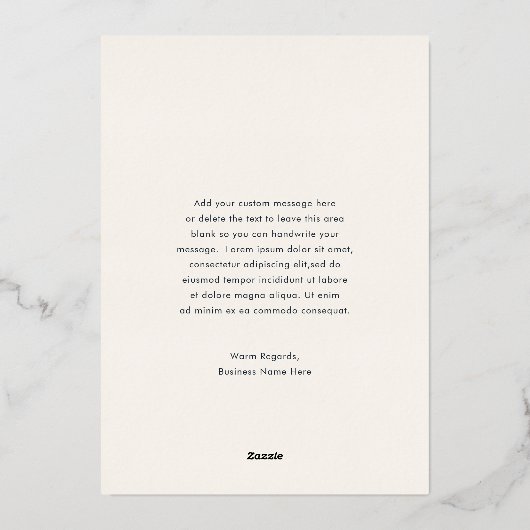 Carte De Vœux En Aluminium Noël d'affaires bleu marine et vert (Verso)