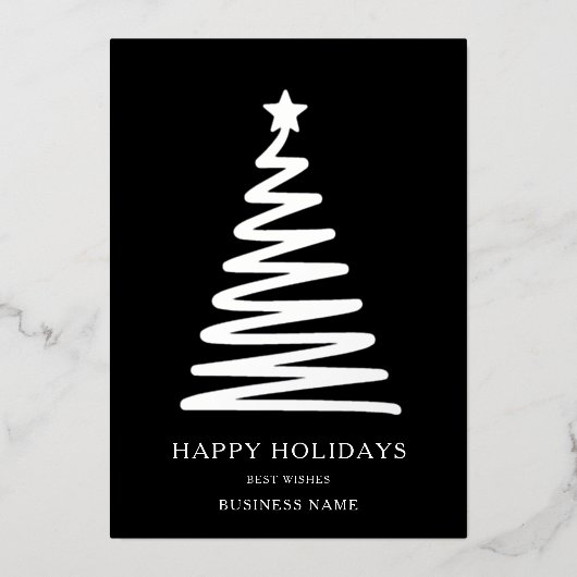 Carte De Vœux En Aluminium Noël d'affaires moderne minima noir Entreprise (Recto)
