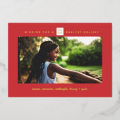 Carte De Vœux En Aluminium Noël de la boîte rouge minimale (Recto)