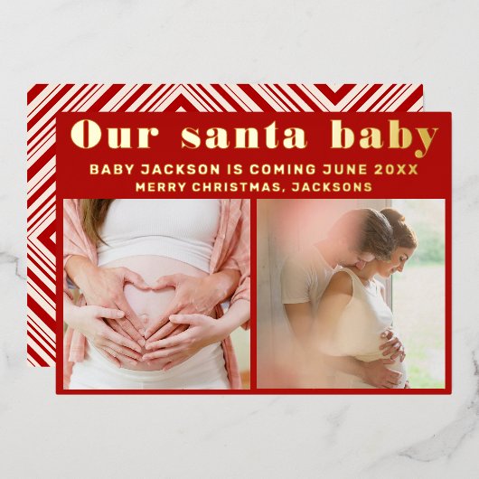 Carte De Vœux En Aluminium Noël de la grossesse (Recto/Verso)