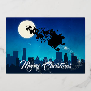 Carte De Vœux En Aluminium Noël du Père Noël Sleigh