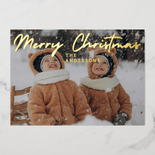 Carte De Vœux En Aluminium Noël Élégant Minimaliste Portrait de Famille Mod