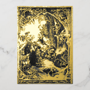 Carte De Vœux En Aluminium Noël gothique de l'ère victorienne 1885