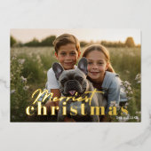 Carte De Vœux En Aluminium Noël Moderne Le Plus Joyeux Minimal 1 Photo Élégan (Recto)